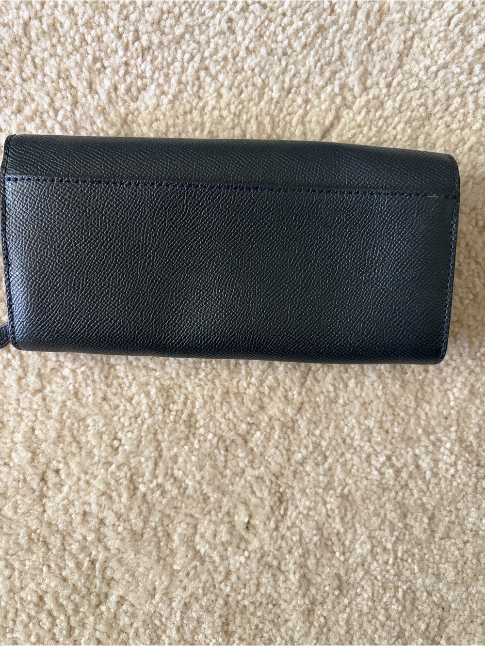 Coach Black Pebbled Leather Continental Wallet with Gold Logo - Picture 2 of 6